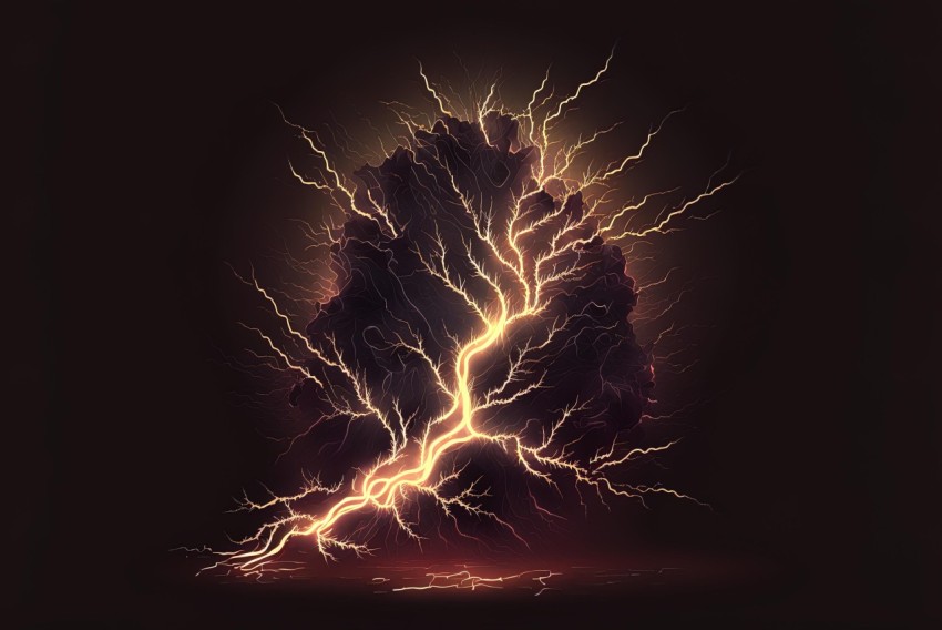 Captivating Lightning Bolts on Dark Background | Intricate and Bizarre Illustrations