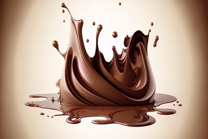 Chocolate Splash Illustration on Beige Background