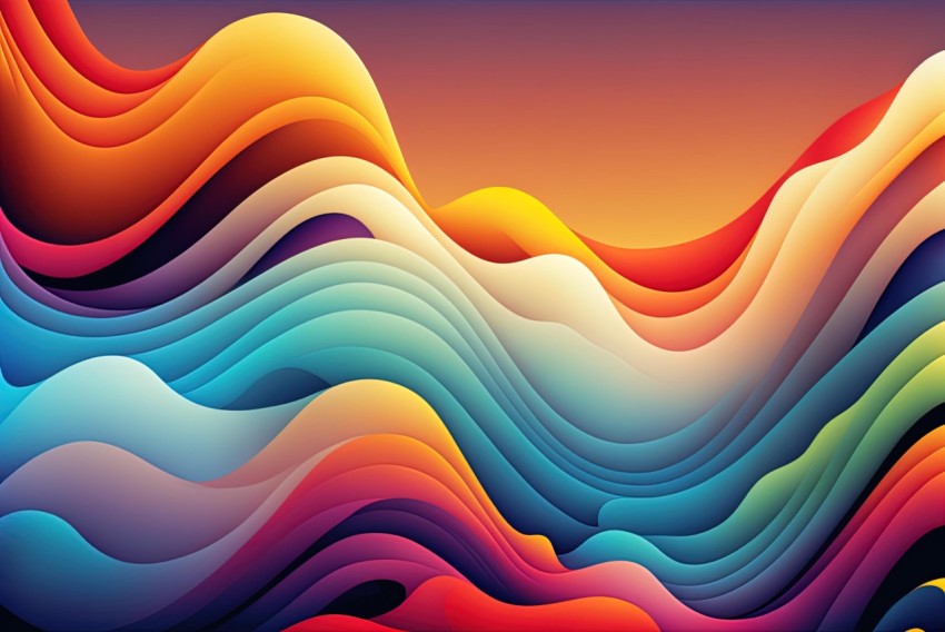 Colorful Waves Wallpaper | Abstract Graphic Design-Inspired Illustrations