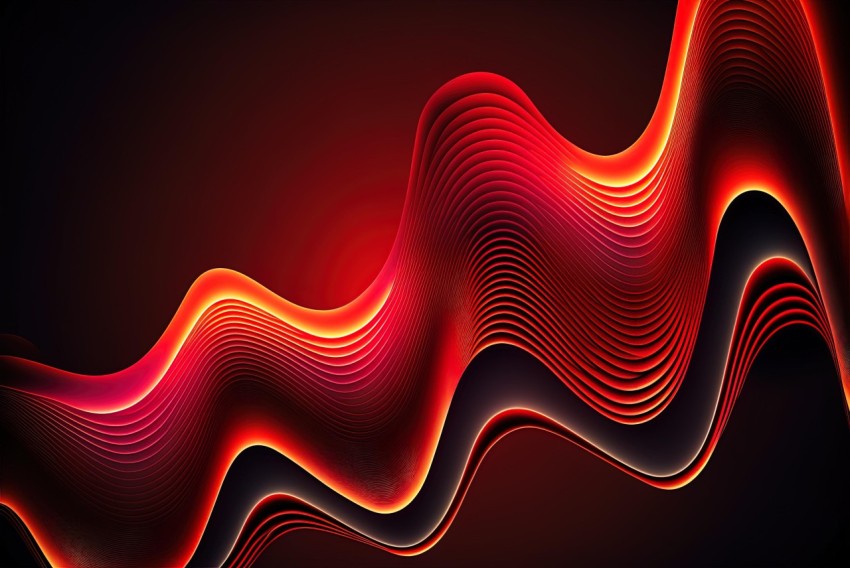Red and Orange Wave Background: Neon Realism Design