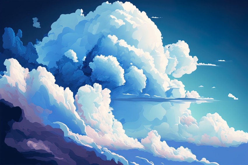 Cloudy Sky Painting | 2D Game Art | Hyper-Detailed Illustration