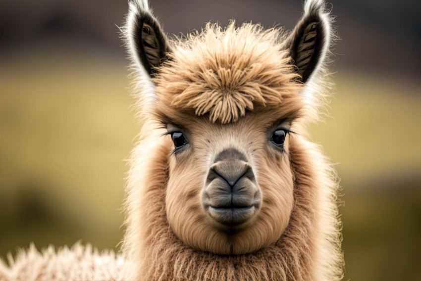 Front View Portrait of a Llama in Nikon D850 Style