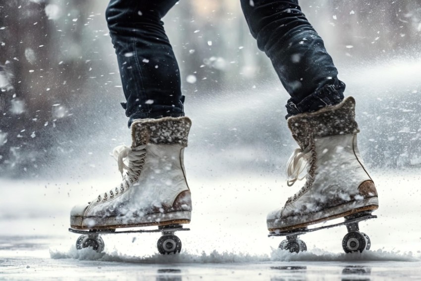 Outdoor Winter Roller Skating: Wet-on-Wet Blending Artwork