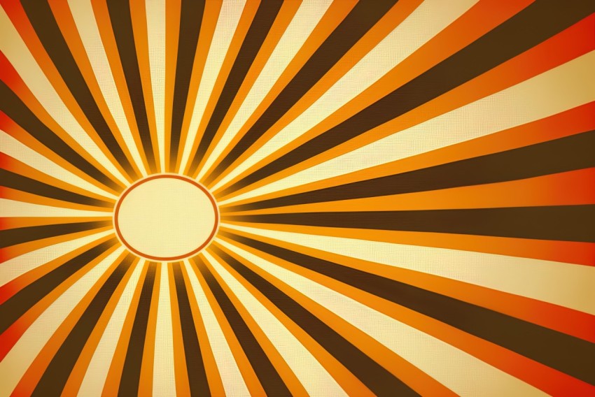 Retro Sun Background with Orange and Brown Stripes | Vintage Poster Design
