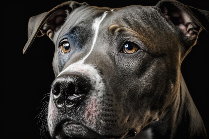 Close-Up Pit Bull Dog Portrait in Nikon D850 Style