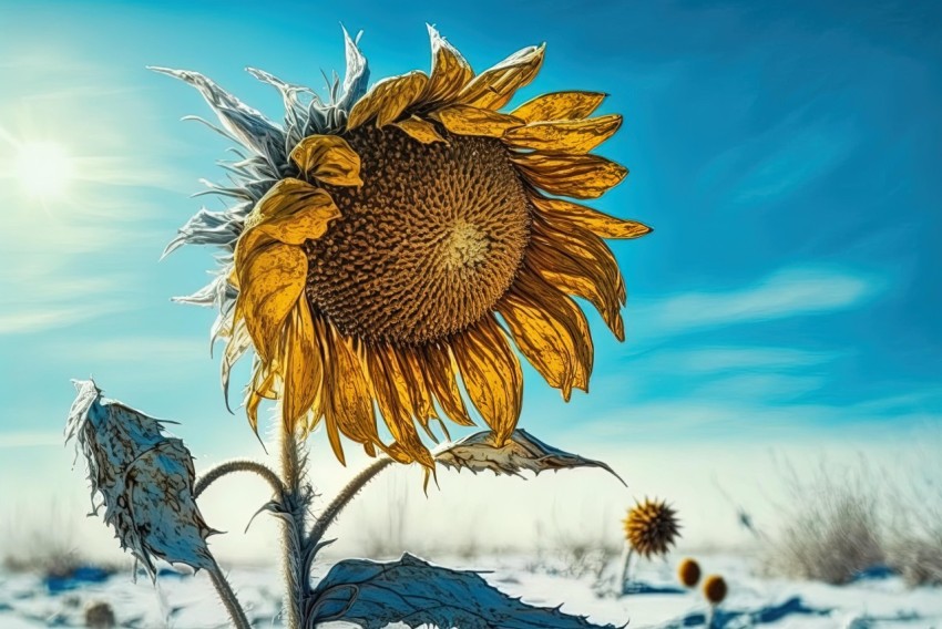 Winter Sunflower - Realism and Surrealistic Elements