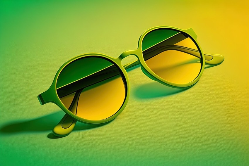 Green Sunglasses on Yellow Surface | Layered Colors | Photographic Precision