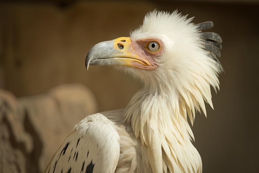 Close Up Shot of a Vulture in Light Gold and White - Intense Emotion
