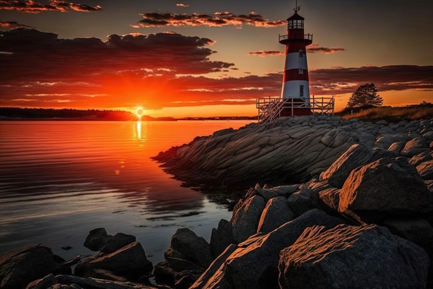 Sunset Lighthouse at Sweden's Western Coast | Photo-Realistic Landscapes