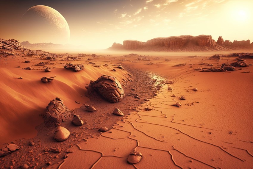 Desert Landscape on Mars - Surreal 3D Alien Worlds