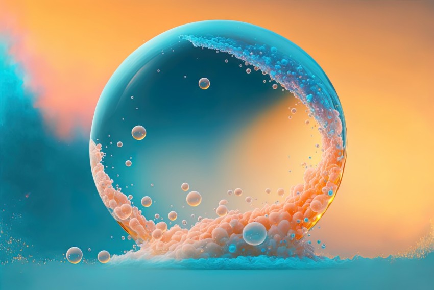 Colorful Moebius Sphere with Bubbles - Vibrant Stage Backdrop