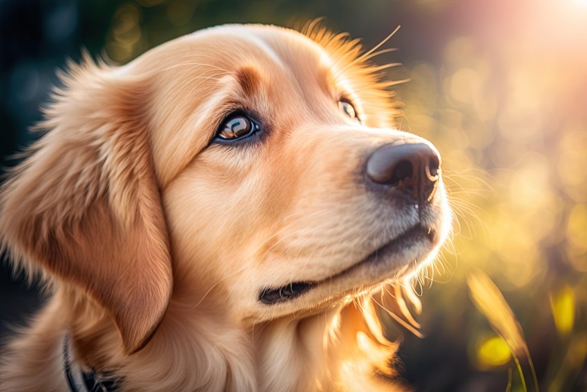 Golden Retriever Puppy in Sunlight: Ethereal and Distinct