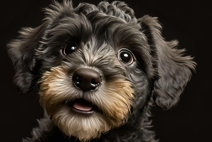 Digital Portrait of a Schnauzer Dog | Playful and Candid Expression