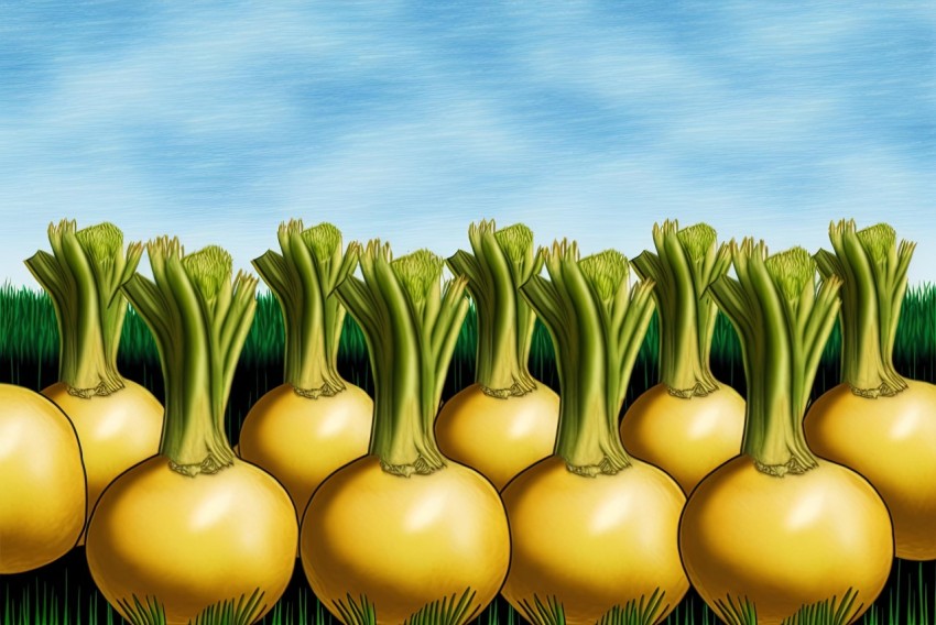 Field of Turnips Illustration - Realistic and Colorful Art