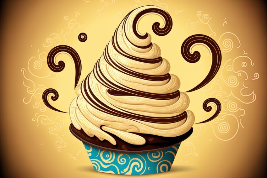 Chocolate Cupcake with Swirl | Cartoon Abstraction | Gigantic Scale