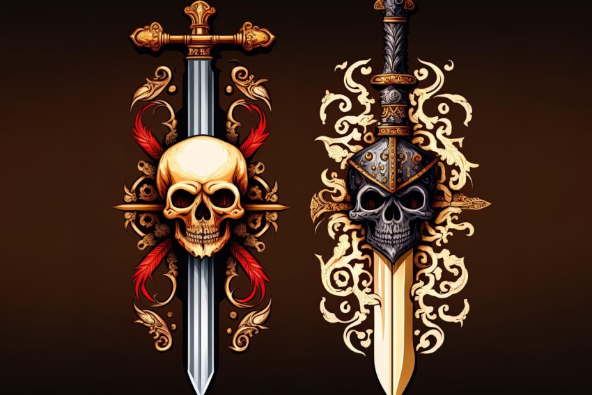 Stylized Knives with Skull: Realism meets Fantasy