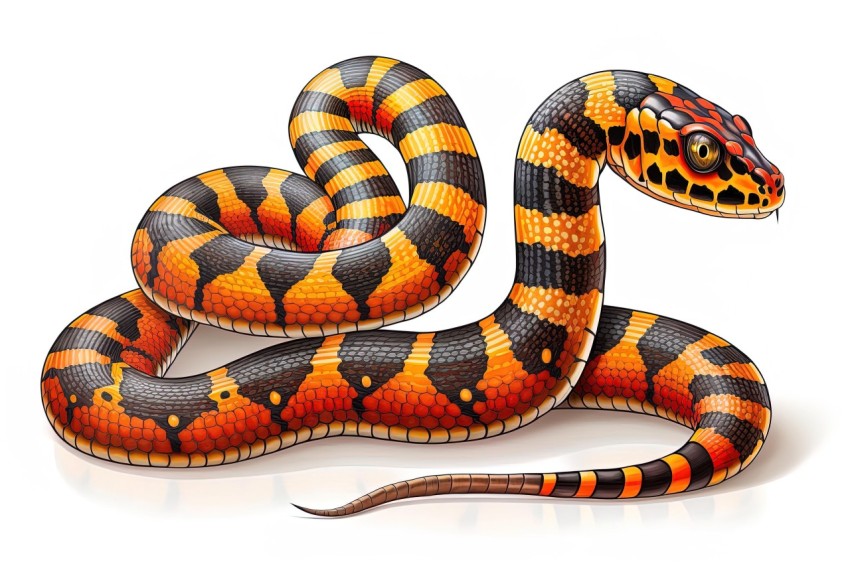 Orange and Black Snake - Highly Realistic Animal Illustration