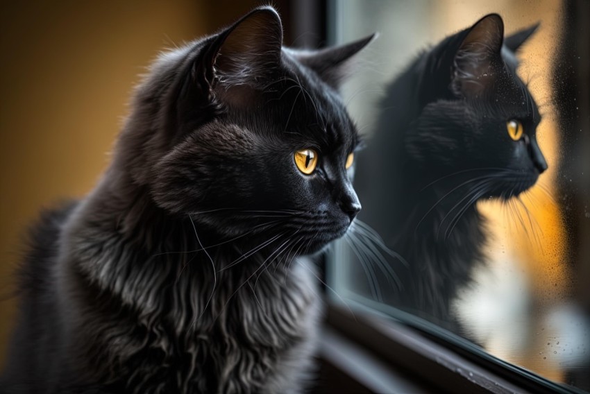 Black Cat Reflections in a Nikon D850 Portraits with Soft Lighting