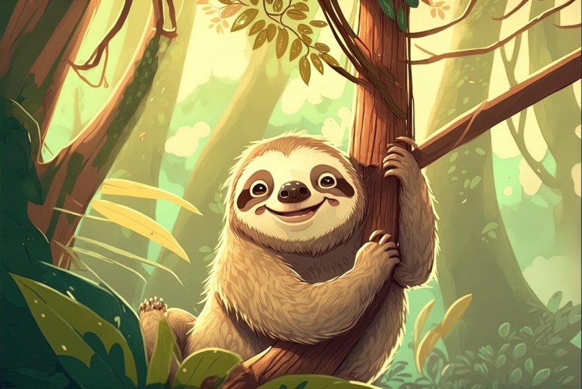 Cartoon Sloth in the Wild | Digital Art Techniques | 8k Resolution
