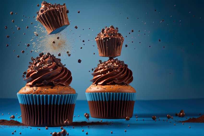 Captivating Chocolate Cupcake in Distorted Perspectives