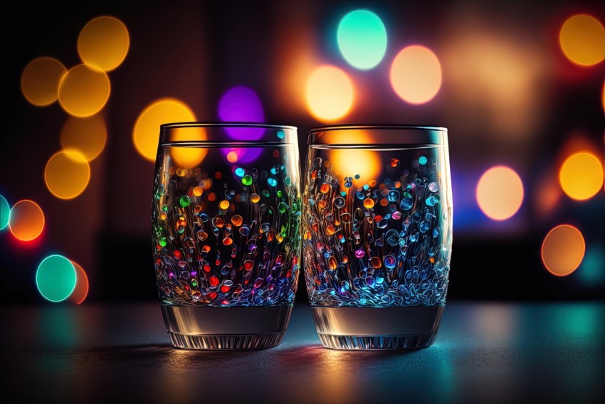Colorful Bubbles on Glasses - Tokina Opera 50mm f/1.4 FF - Optical Illusion Art