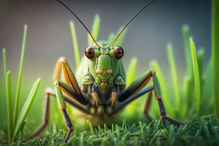 Grasshopper, Bugs, and Cricket on Desktop Computer - Surreal Stock Photography