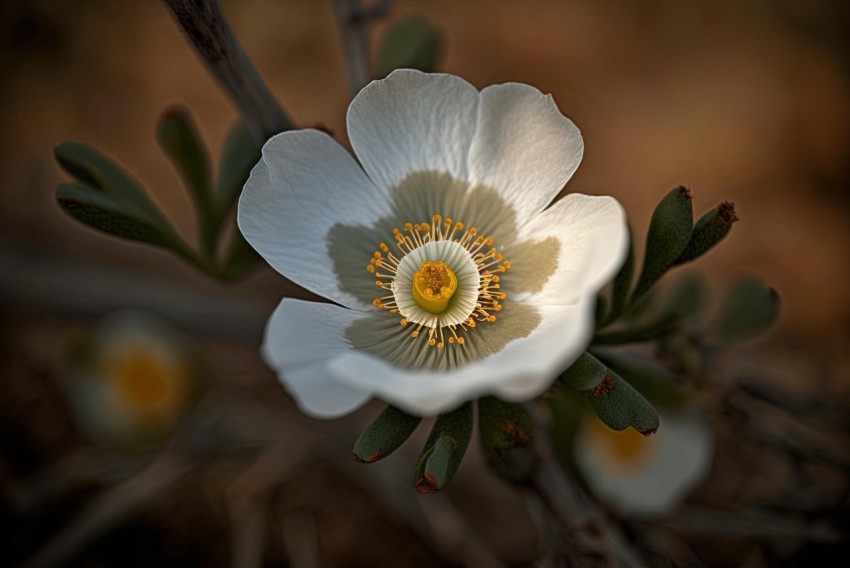 Ethereal White Flower on Weathered Trunk | High Dynamic Range Photography
