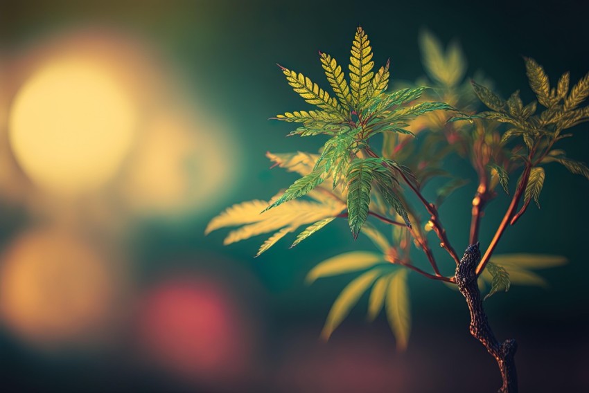 Neon Textured Plant in Bokeh - Chicano-Inspired Image