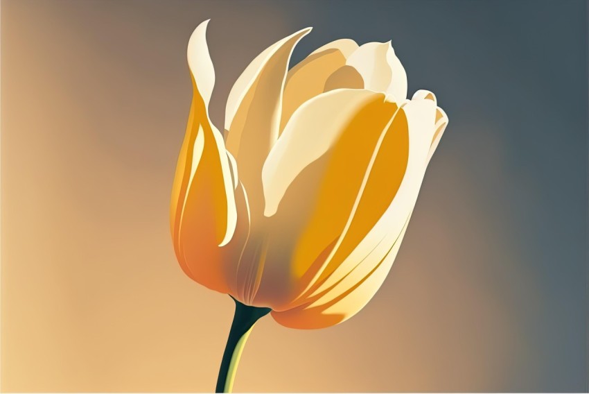 Coloured Tulip on Orange Background | Digital Painting | Realistic Rendering