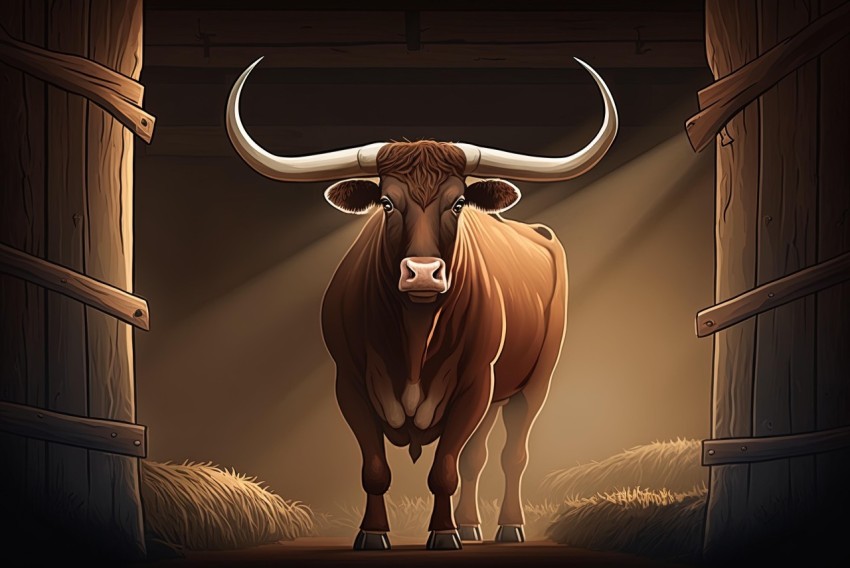 Barn Behind the Bull - Dark Beige 2D Game Art