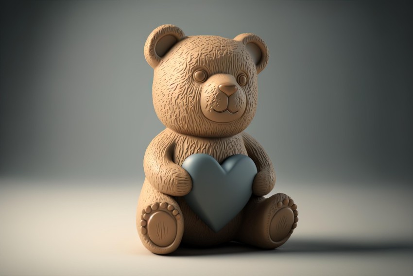 3D Model of 'Love Bear' - Vray Tracing, Dark Beige and Dark Azure