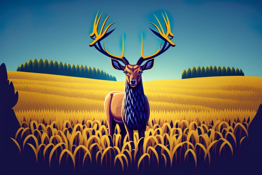 Stunning Deer Illustration in Vibrant Colors - UHD Image
