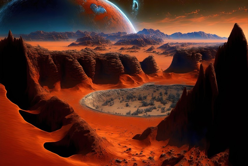 Red Planet Landscape: Majestic Isolation and Elaborate Spacecrafts