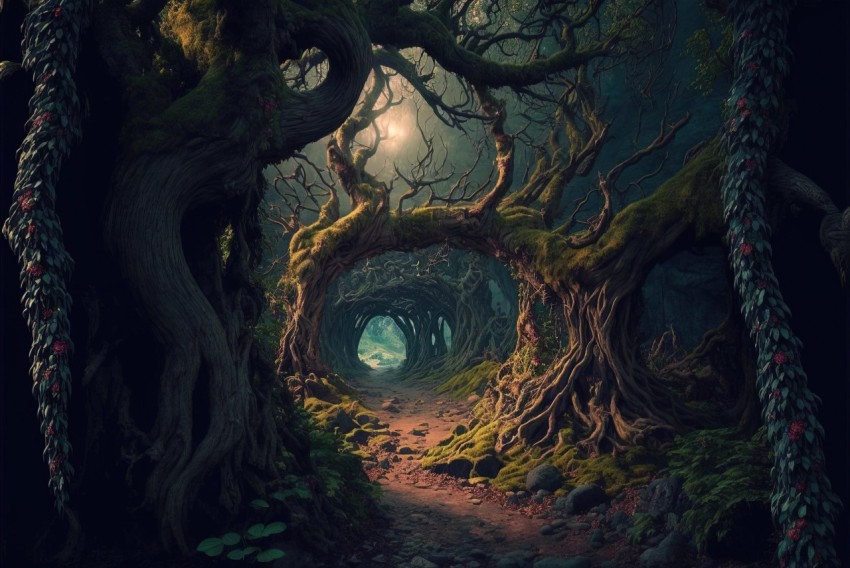 Enchanting Journey Through a Twisted Forest | Fantasy Art