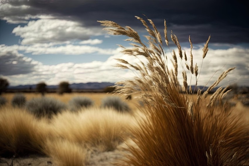 Desert Field with Dry Grass and Clouds | Sigma 105mm f/1.4 DG HSM Art