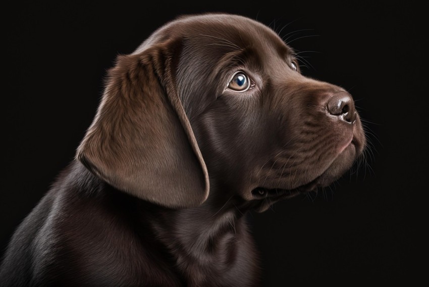 Realistic Chocolate Retriever Dog on Dark Background