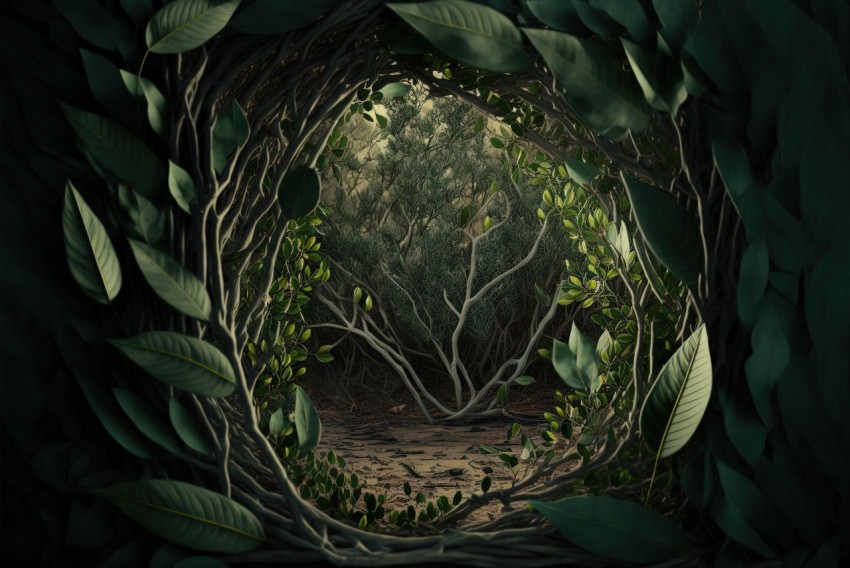 Forest Illustration through Archway | Cinema4d Rendered Art
