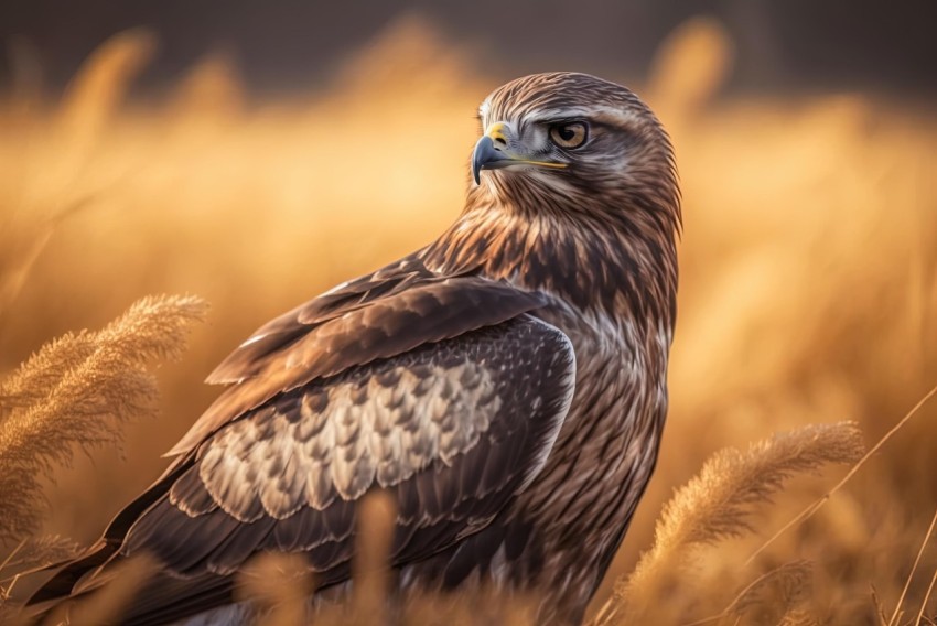 Brown Jaeger Standing in Grass with Sun | UHD Nature Photography