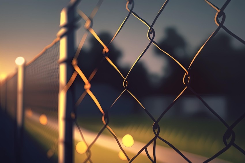Chain Link Fence at Sunset | Cinema4d Rendered Image