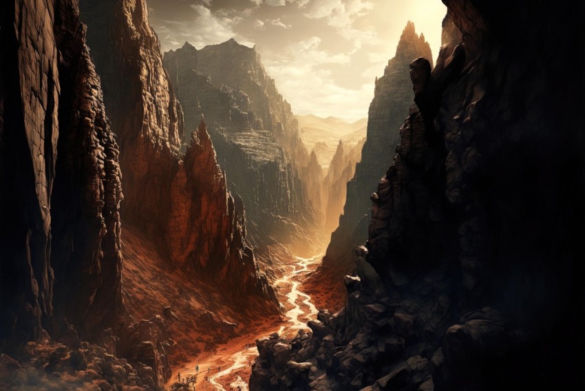 Artistic Canyon Picture with River | Detailed Atmospheric Portraits