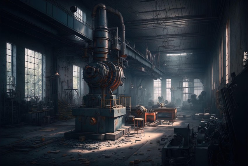 Industrial Room with Machines | Moody Tonalism | Realistic Scene