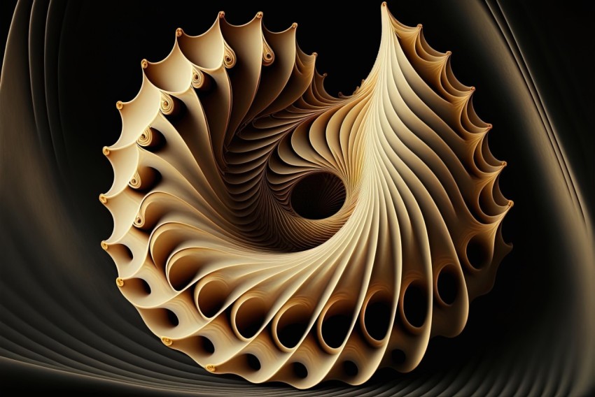 Spiral and 3D Image of a Seashell - Layered Organic Forms