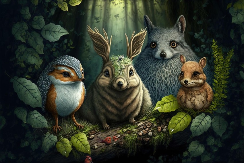 Realistic Animal Portraits in a Hyper-Detailed Forest
