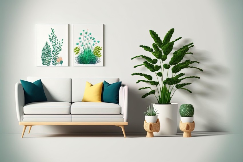 Stunning Living Room with Plants and Greens | Artofinshine