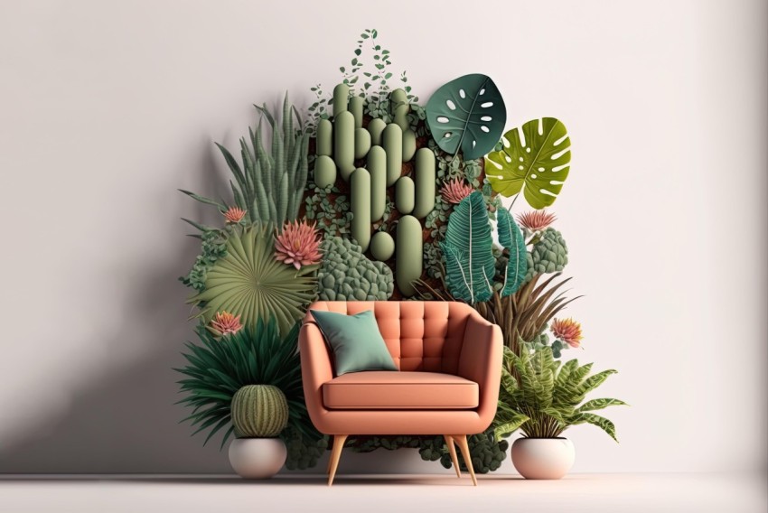 Interior Design Concept with Plants and Cactus | Whimsical Floral Scenes