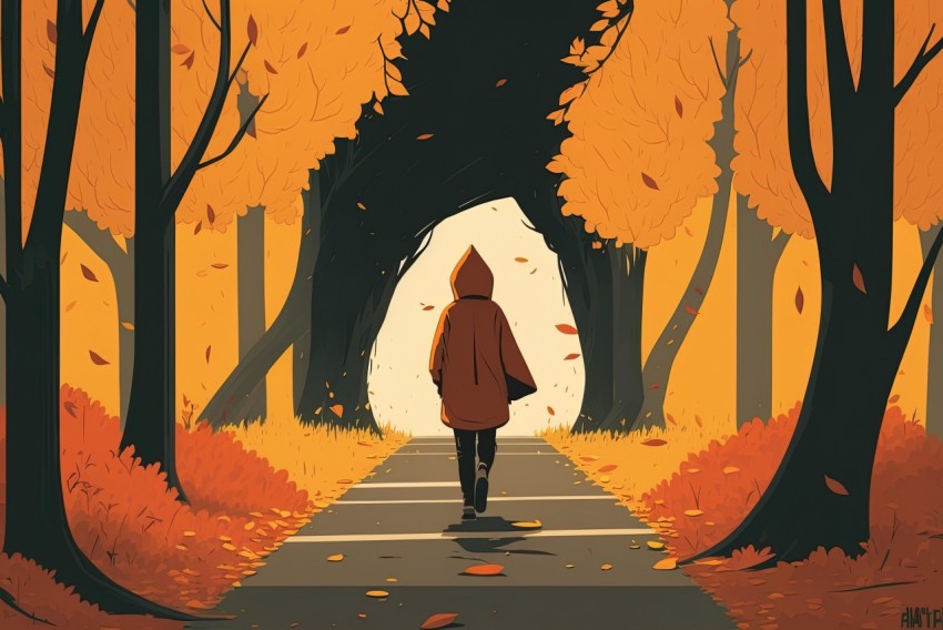 Autumn Forest Illustration - Vibrant 2D Graphic Art