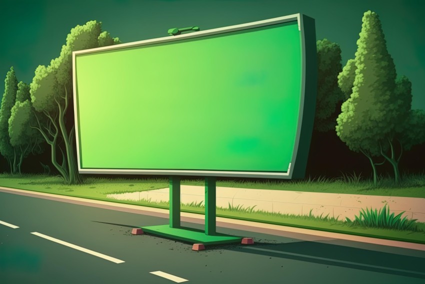 Animated Green Billboard Illustration | Cartoon Realism