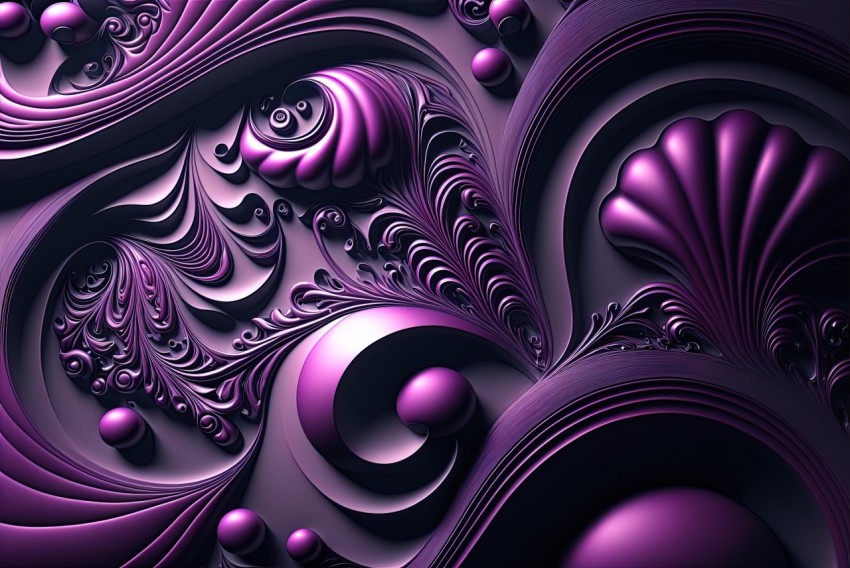 Purple Abstract Artwork with Spirals and Swirls