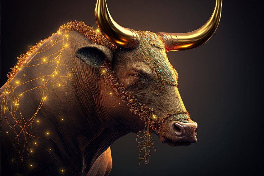 Golden Bull Illustration - Vray Tracing and Bioluminescence Style