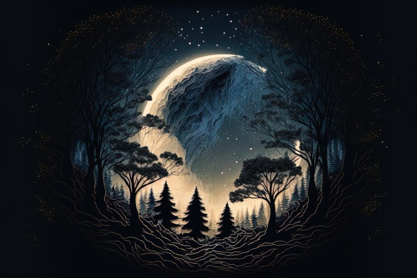 Moon in the Forest | Symbolic Figurative Landscapes